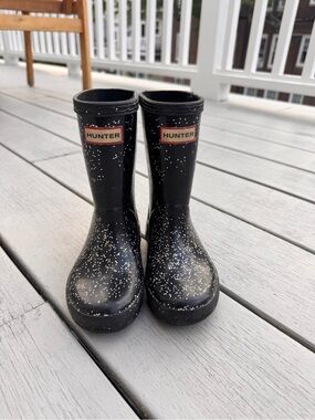 Hunter Black Rain Boots with sparkle